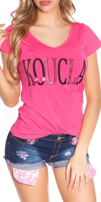 Trendy Forever Shirt with Lace Fuchsia